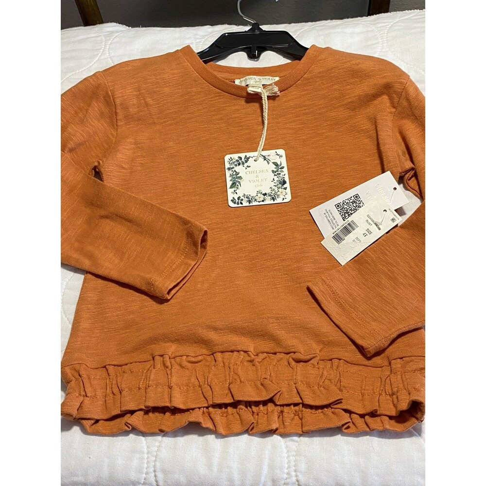 Girls Blouse Chelsea & Violet Rust Long Sleeve Top Size 4T NWT MSRP 26.00